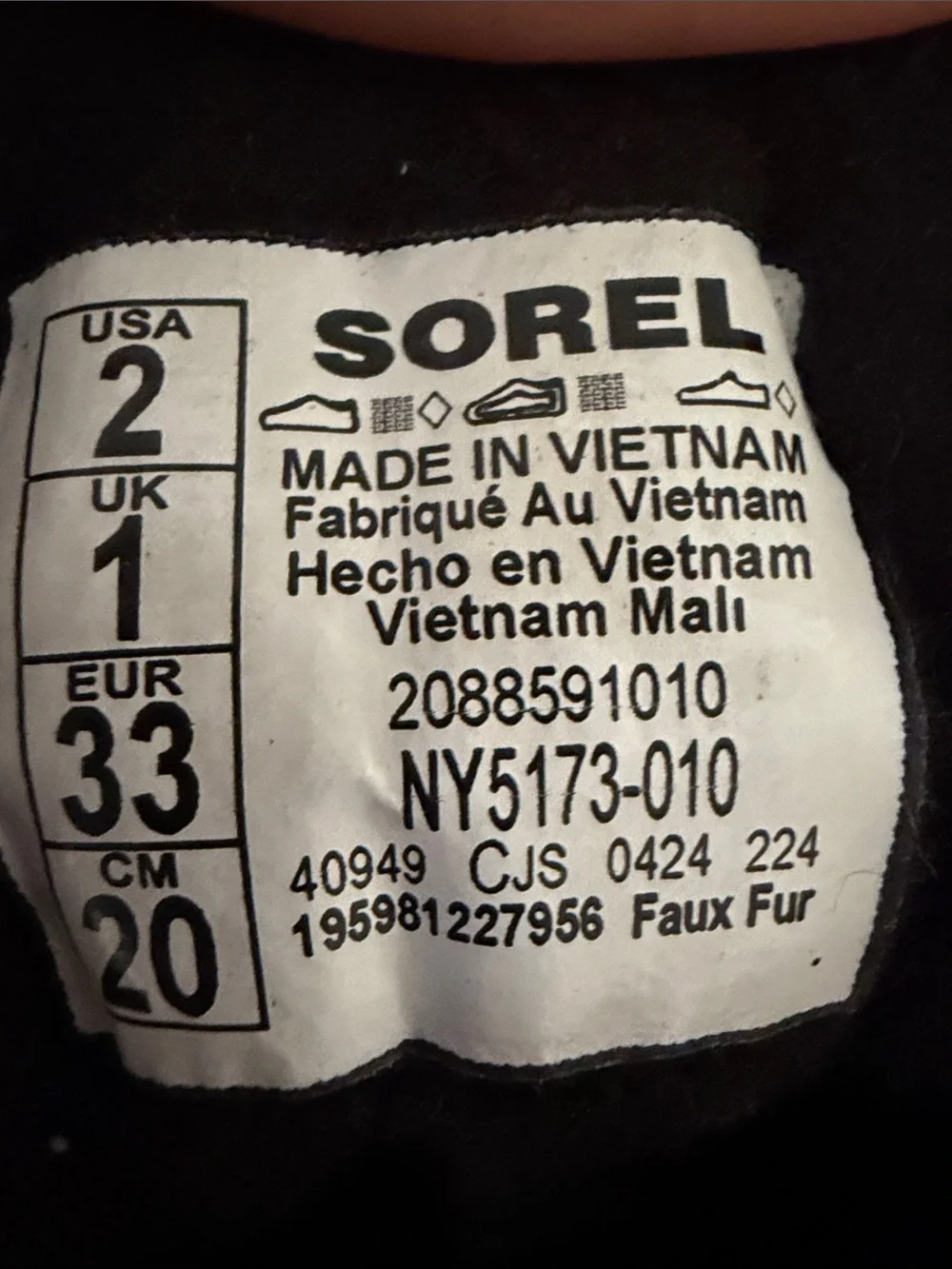 Sorel Black Faux Fur Kids Boots